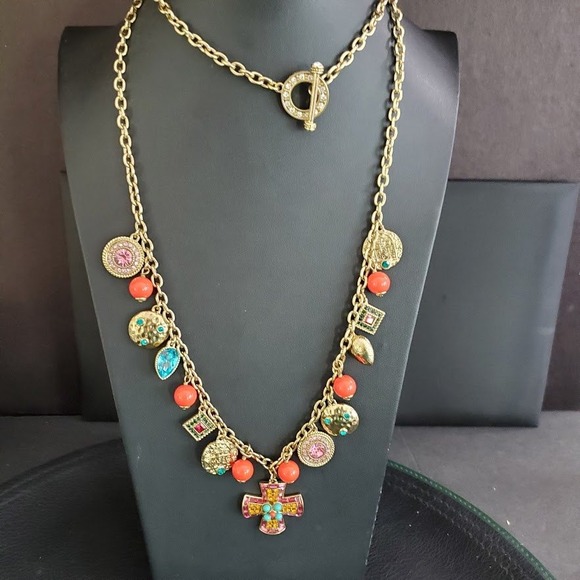 Heidi Daus Long Statement Necklace from Summer Swag Set Gold Plate Multi-colored - Picture 6 of 9